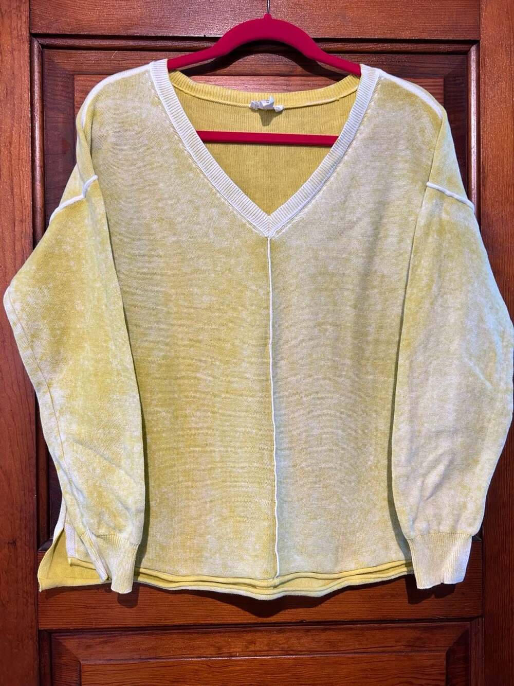 Tribal Jeans Special Wash Lightweight 100% Cotton V-Neck Sweater in Yellow
